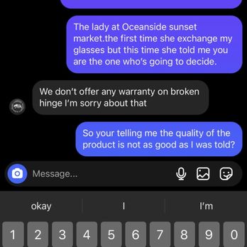 Calacas Eyewear - Provider Saying they have no warranty in what they sell. - Sunglasses Near Me - San Diego, California Calacas Eyewear - Provider Saying they have no warranty in what they sell. - Sunglasses Near Me - San Diego, California
