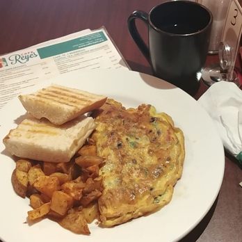 Cafe Reyes - Tortilla Vegetale, served with seasoned potatoes and toast + cafe Americano - Cuban Near Me - Worcester, Massachusetts