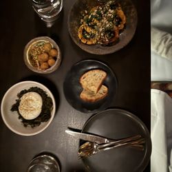 Lost Letter - Fried olives, burrata, sourdough, delicata