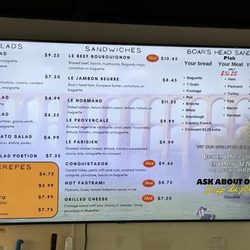 La Baguette Bakery and Catering - Salad and sandwich menu with prices (October 2024)