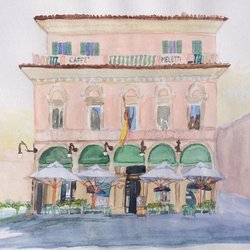 Cafe Meletti - Little plein air painting I did of Cafe Meletti before Apéritif