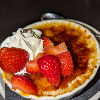402 eat + drink - Creme brulee with strawberries and cream! - American Near Me - Omaha, Nebraska