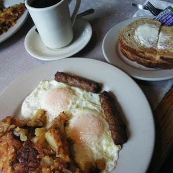 Peconic Diner - Eggs, hash browns, sausage, rye toast, with coffee . - Diners Near Me - Riverhead, New York