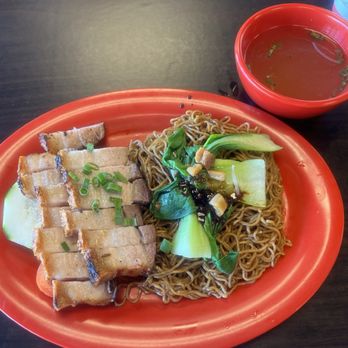 Seasons Kitchen USA - Crispy Skin Roast Pork Belly with Egg Noodles - Malaysian Near Me - Anaheim, California Seasons Kitchen USA - Crispy Skin Roast Pork Belly with Egg Noodles - Malaysian Near Me - Anaheim, California
