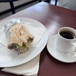 Dost Turkish Cafe Takeaway - Falafel and Lamb wrap with Turkish coffee