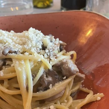 Via Emilia 9 - Tagliatelle Panna Salsiccia e Funghi with GF spaghetti - Italian Near Me - Miami Beach, Florida