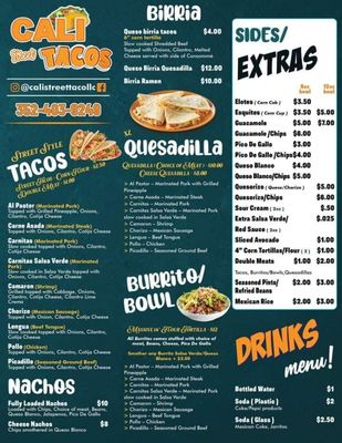 Menu photo 6 Cali Street Tacos Spring Hill, FL