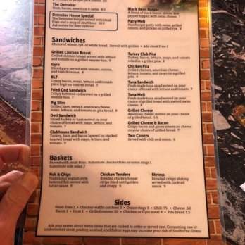 Detroiter Bar - Menu, back side. - Sports Bars Near Me - Detroit, Michigan