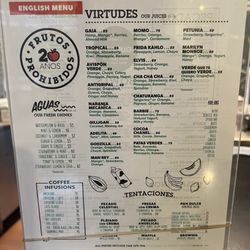 Frutos Prohibidos y Otros Placeres - English menu