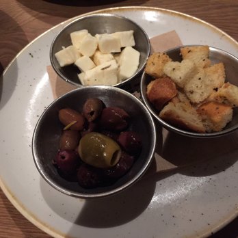 REV Kitchen & Bar - Mozzarella, olives and croutons on the side for the Evviva salad - Beer Bar Near Me - Beverly, Massachusetts REV Kitchen & Bar - Mozzarella, olives and croutons on the side for the Evviva salad - Beer Bar Near Me - Beverly, Massachusetts