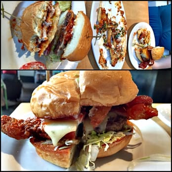 Zinburger - Murdered the green chili fries :) half buffalo chicken, half ringer - Burgers Near Me - Phoenix, Arizona