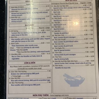 Bun Bo Way - food side of menu - Vietnamese Near Me - Westminster, California Bun Bo Way - food side of menu - Vietnamese Near Me - Westminster, California