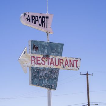 Don Reyes Airport Cafe - Old Airport Restaurant sign. - Salad Near Me - Hesperia, California