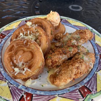 Miss Shirley's Cafe, Inner Harbor - Chicken 'n Cheddar Green Onion Waffles - Breakfast & Brunch Near Me - Baltimore, Maryland