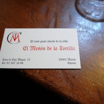 Mesón de la Tortilla - Business card - Spanish Near Me - Madrid, M