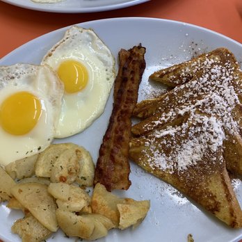 Elkridge Deli Cafe - French toast breakfast w/ 2 eggs sunny side up, bacon, and home fries. $10.99 - American Near Me - Elkridge, Maryland Elkridge Deli Cafe - French toast breakfast w/ 2 eggs sunny side up, bacon, and home fries. $10.99 - American Near Me - Elkridge, Maryland