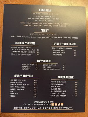 Menu photo 1 Edwin Coe Spirits Churubusco, IN