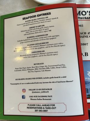 Menu photo 2 Mimmo's Italian Restaurant York Beach, ME
