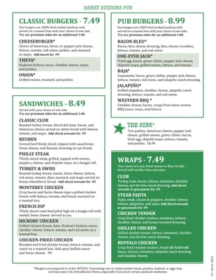 Menu photo 1 Henry Hudson's Pub Norman, OK