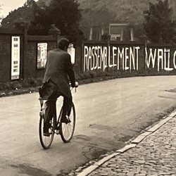 Musée de la Photographie - Man biking art