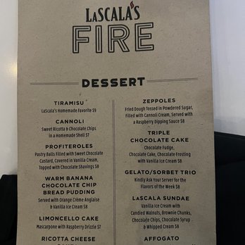 LaScala's Fire - Dessert menu - Modern European Near Me - Marlton, New Jersey