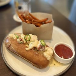 Coin & Candor - Lobster roll with sweet potatoes