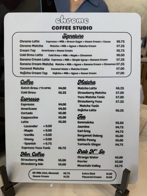 Menu photo 1 Chrome Coffee Studio Torrance, CA