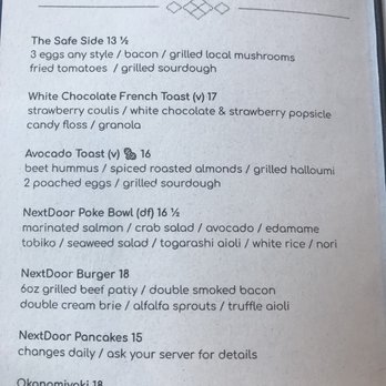 NextDoor Restaurant - Menu 2 - Canadian (New) Near Me - Markham, Ontario NextDoor Restaurant - Menu 2 - Canadian (New) Near Me - Markham, Ontario