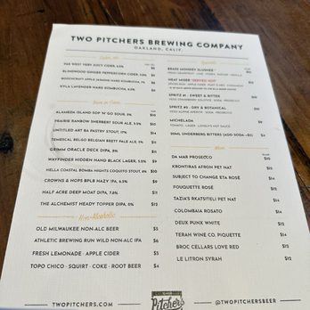 Two Pitchers Brewing - Menu back - Beer Gardens Near Me - Oakland, California Two Pitchers Brewing - Menu back - Beer Gardens Near Me - Oakland, California