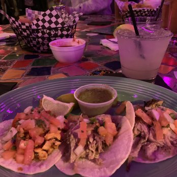 Te'Kila - Chicken and Carnitas Tacos with a margarita on the rocks. - Bars Near Me - Los Angeles, California Te'Kila - Chicken and Carnitas Tacos with a margarita on the rocks. - Bars Near Me - Los Angeles, California