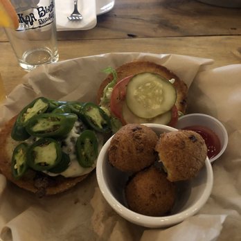 Oskar Blues - Denver - OG burger with corn fritters - Brewpubs Near Me - Denver, Colorado Oskar Blues - Denver - OG burger with corn fritters - Brewpubs Near Me - Denver, Colorado
