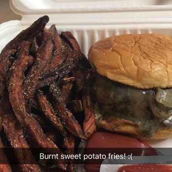 Al's Burger Shack - Now that is an al size burger but look st how burnt these fries are! - Burgers Near Me - Chapel Hill, North Carolina