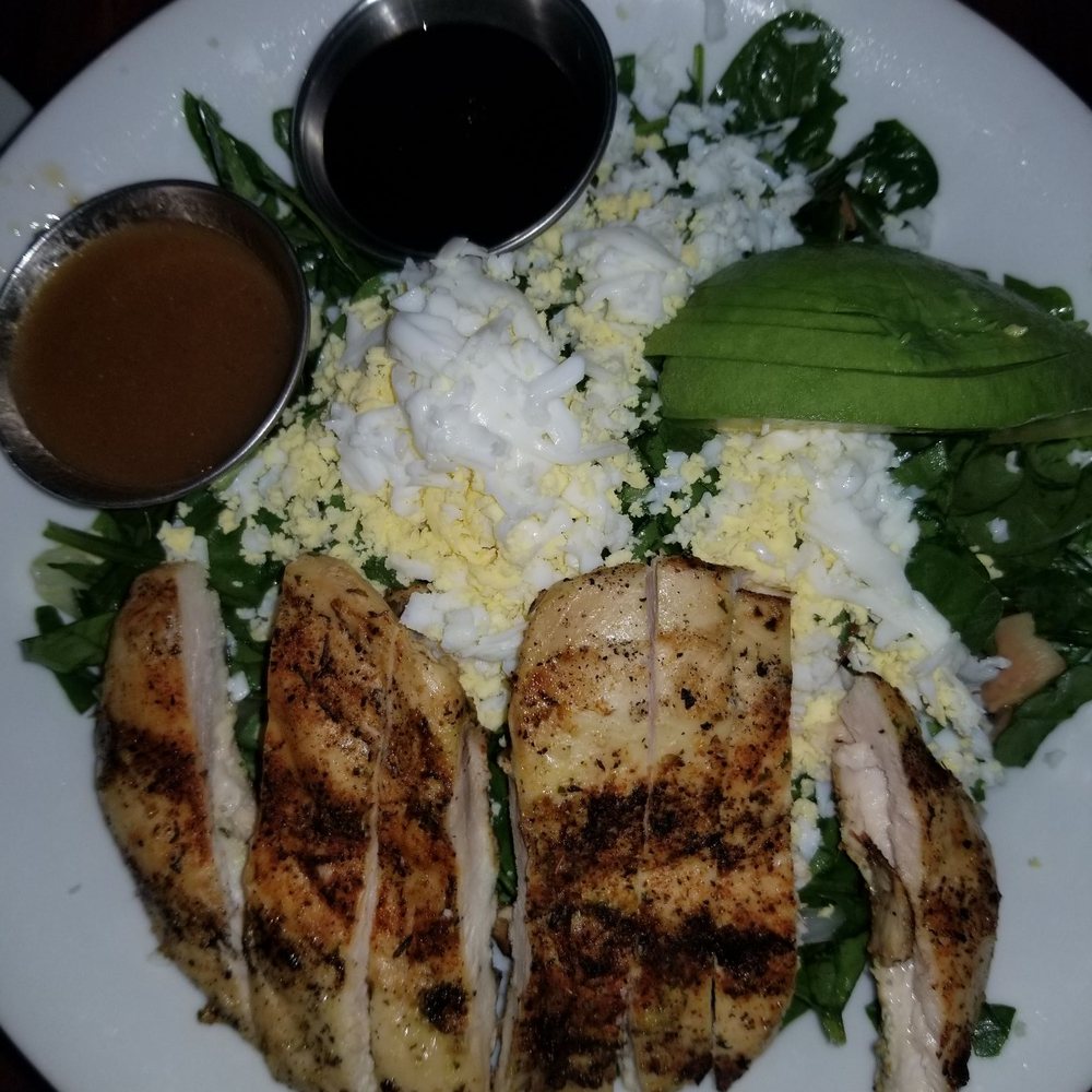 FishBar - Chopped spinach salad w/ chicken ($14.99) - Seafood Near Me - Manhattan Beach, California FishBar - Chopped spinach salad w/ chicken ($14.99) - Seafood Near Me - Manhattan Beach, California