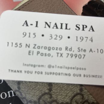 A-1 Nail Spa - Business Card - Nail Salons Near Me - El Paso, Texas A-1 Nail Spa - Business Card - Nail Salons Near Me - El Paso, Texas