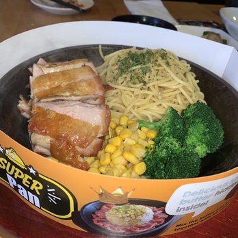 Super Pan - Garlic pasta, chicken, and veggies made for a yummy hot lunch - Teppanyaki Near Me - San Francisco, California Super Pan - Garlic pasta, chicken, and veggies made for a yummy hot lunch - Teppanyaki Near Me - San Francisco, California