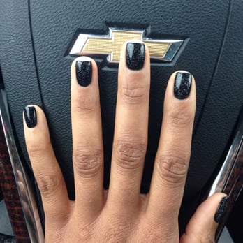 JY Nails - Black shellac manicure with glitter - Nail Salons Near Me - Austin, Texas JY Nails - Black shellac manicure with glitter - Nail Salons Near Me - Austin, Texas