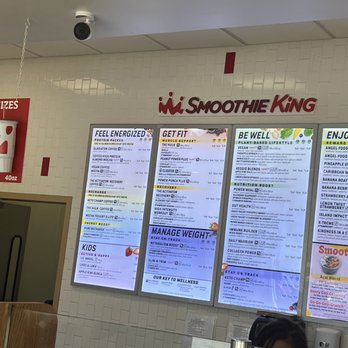 Smoothie King - menus on the wall - Juice Bars & Smoothies Near Me - Landover, Maryland