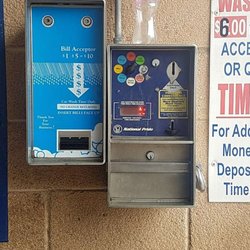 Stewart Ave Car Wash - Machine on left, for bills, coins go in machine on right.