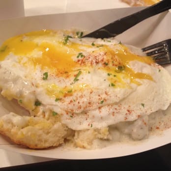 Biscuit Bitch - Biscuits & Gravy with 2 over easy eggs on top!! - Breakfast & Brunch Near Me - Seattle, Washington