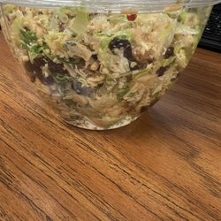 Red Leaf Salad - Cardini with bacon, spicy chicken, and craisins.