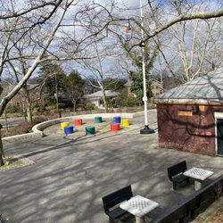 Louis Pasteur Park - Bathrooms and summer water play fountain area