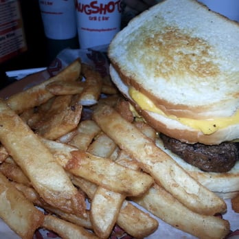 Mugshots Grill & Bar - Flowood, MS - Grilled cheese mac & cheese burger w/ fries - American Near Me - Flowood, Mississippi Mugshots Grill & Bar - Flowood, MS - Grilled cheese mac & cheese burger w/ fries - American Near Me - Flowood, Mississippi