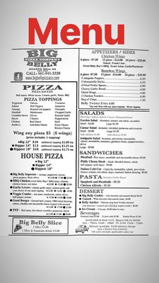 Menu photo 5 Big Belly Pizza Lancaster, CA