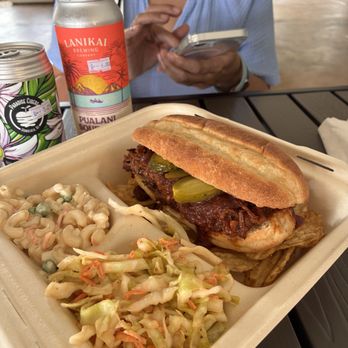 Uncle D’s BBQ - Brisket sandwich with two added sides - Barbeque Near Me - Lihue, Hawaii