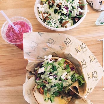 CAVA - Beet Lemonade, Lamb Pita and Chicken Greens and Grains Bowl. - Mediterranean Near Me - Los Angeles, California