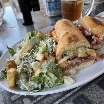Me-n-Ed's Pizza Parlors - the spicy italian with caesar salad.  Or, try it with soup. - Pizza Near Me - Coquitlam, British Columbia