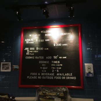 McCurdy Bowling Centre - Price board~ - Bowling Near Me - Kelowna, British Columbia