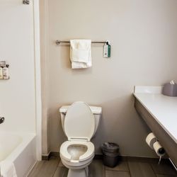 Holiday Inn Express Indianapolis Airport - Bathroom in Our Room at Holiday Inn Express Plainfield