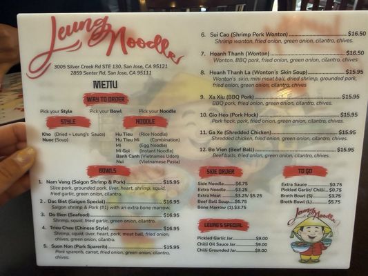 Menu photo 1 Leung Noodle San Jose, CA