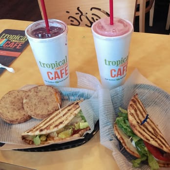 Tropical Smoothie Cafe - His on the left, mine on the right. All delicious. - Juice Bars & Smoothies Near Me - Davie, Florida Tropical Smoothie Cafe - His on the left, mine on the right. All delicious. - Juice Bars & Smoothies Near Me - Davie, Florida